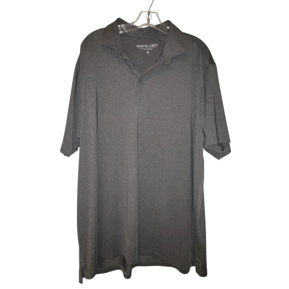 MATTE GREY Men's Charcoal Heather Short Sleeve Polo Shirt X-L Performance Golf - Picture 2 of 5